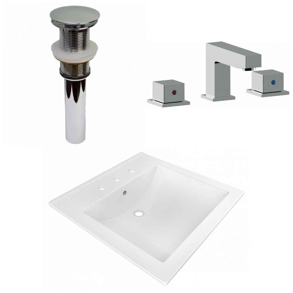 21.5-in. W 3H8-in. Ceramic Top Set In White Color - Drain Incl.