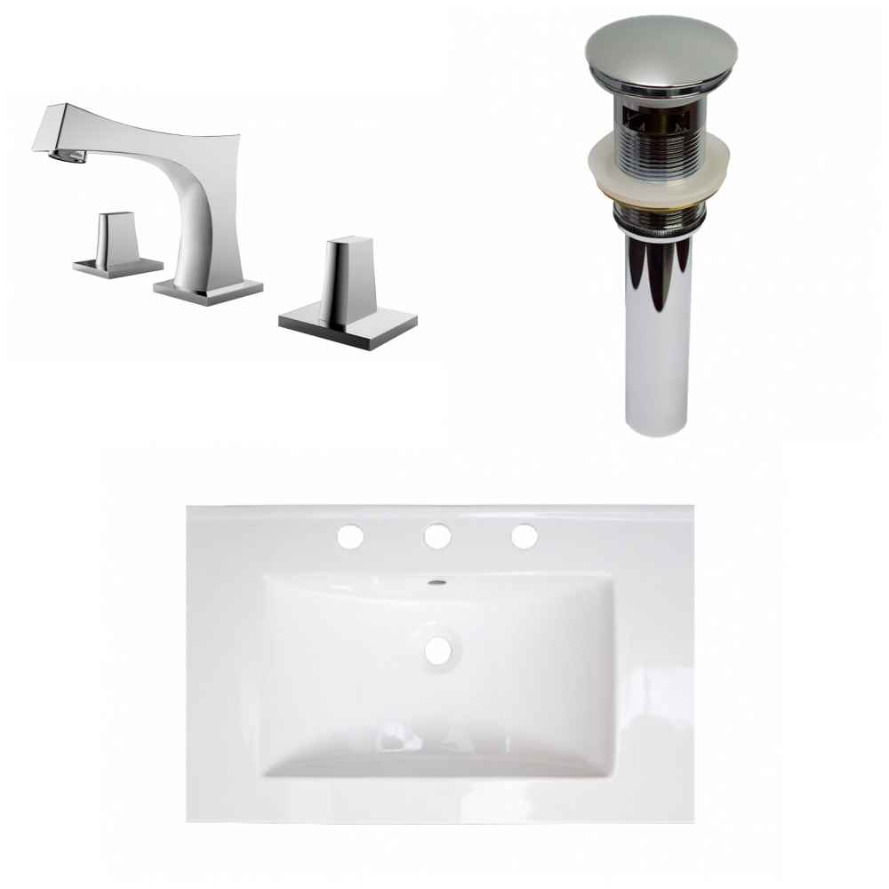24-in. W 3H8-in. Ceramic Top Set In White Color - Overflow Drain Incl.