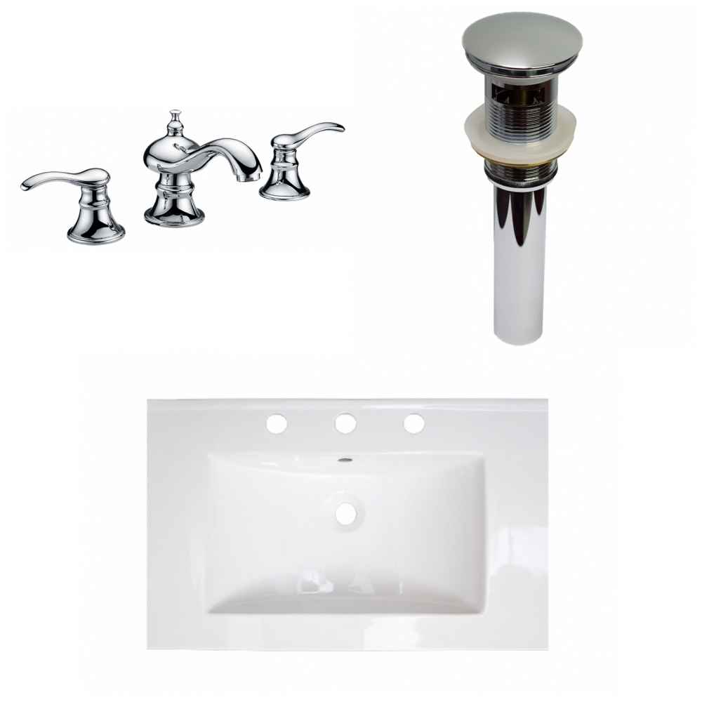 24-in. W 3H8-in. Ceramic Top Set In White Color - Overflow Drain Incl.