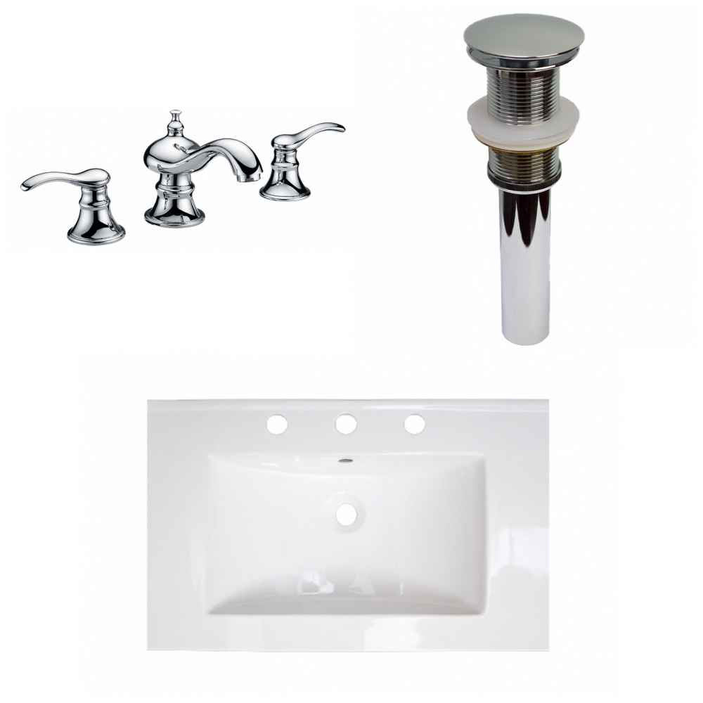 24-in. W 3H8-in. Ceramic Top Set In White Color - Drain Incl.