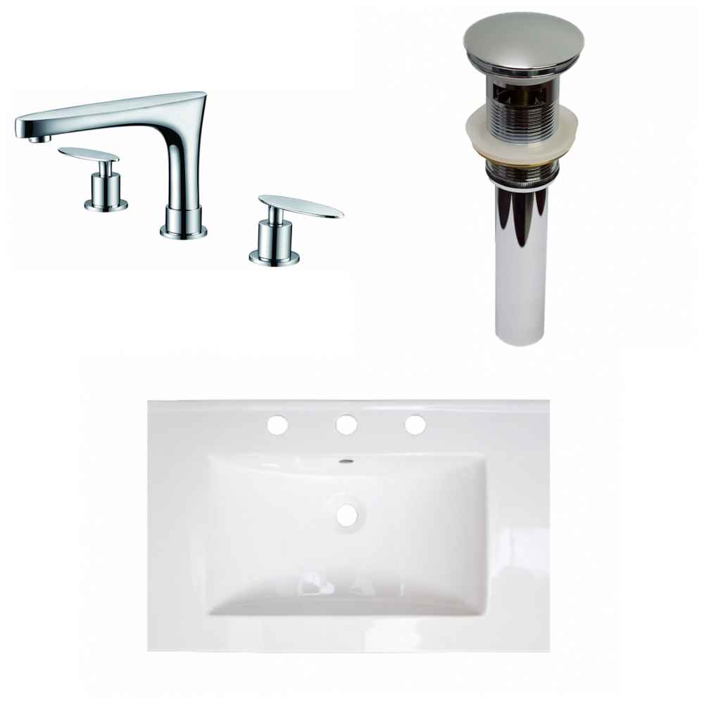 24-in. W 3H8-in. Ceramic Top Set In White Color - Overflow Drain Incl.