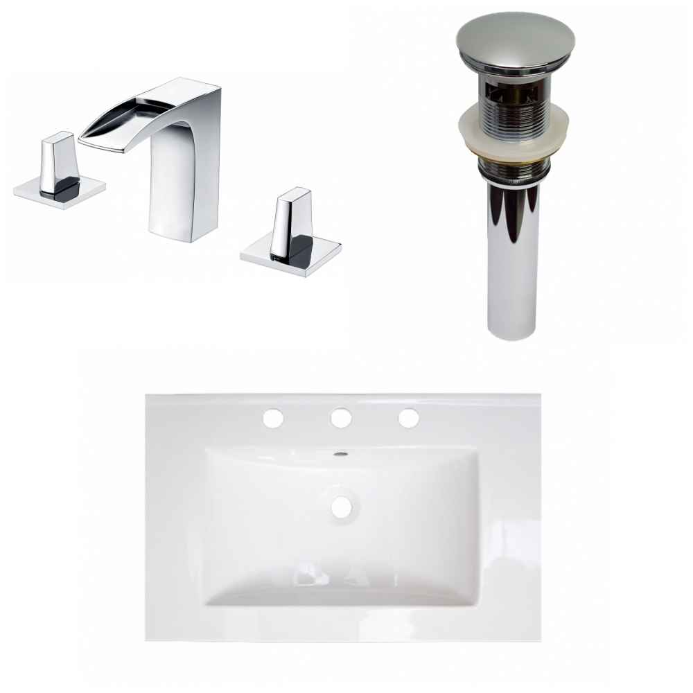 24-in. W 3H8-in. Ceramic Top Set In White Color - Overflow Drain Incl.
