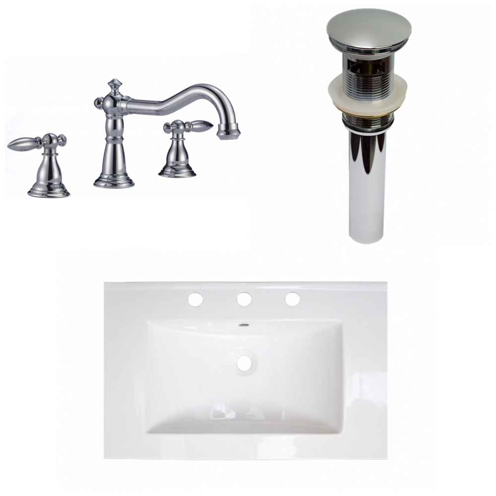 24-in. W 3H8-in. Ceramic Top Set In White Color - Overflow Drain Incl.