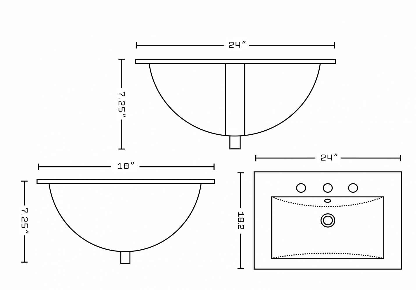 24-in. W 3H8-in. Ceramic Top Set In White Color - Overflow Drain Incl.