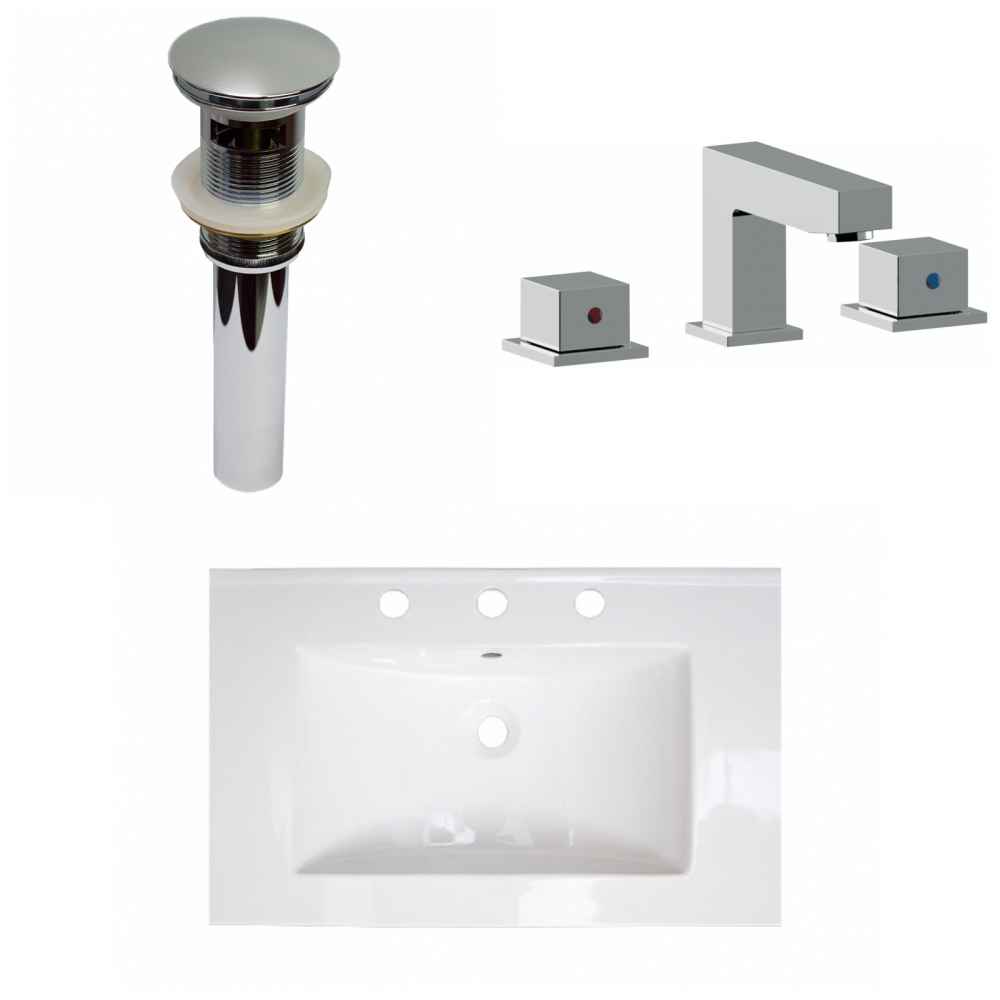 24-in. W 3H8-in. Ceramic Top Set In White Color - Overflow Drain Incl.