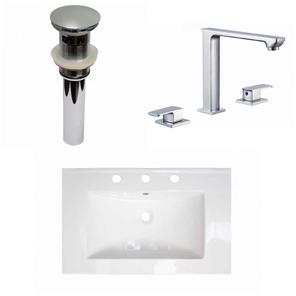 24-in. W 3H8-in. Ceramic Top Set In White Color - Overflow Drain Incl.