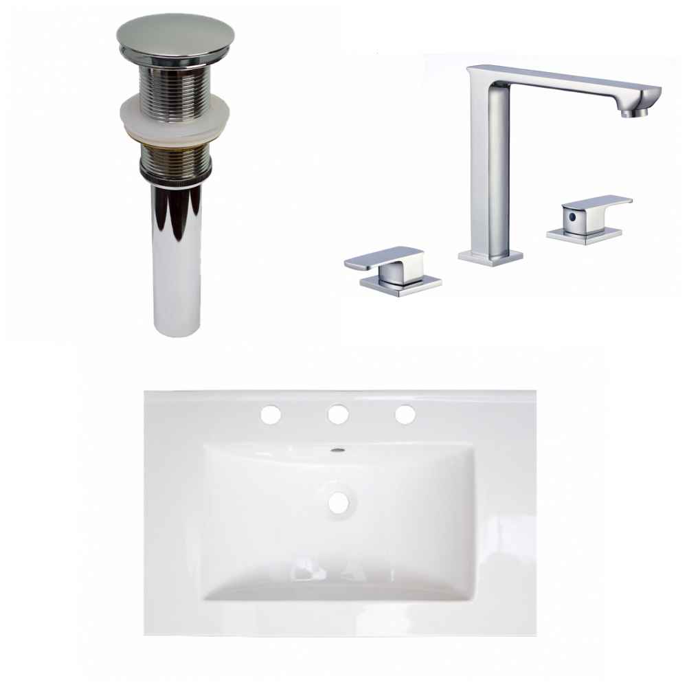 24-in. W 3H8-in. Ceramic Top Set In White Color - Drain Incl.