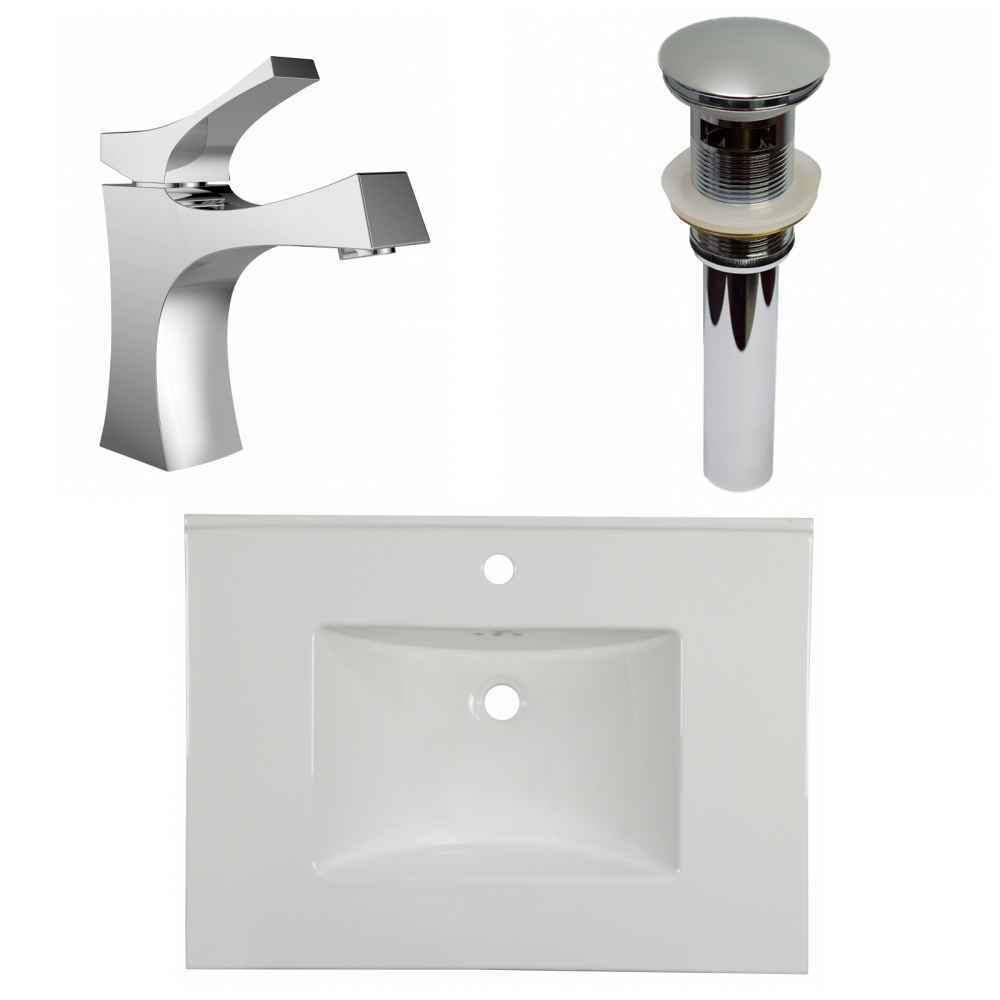 30.75-in. W 1 Hole Ceramic Top Set In White Color - Overflow Drain Incl.
