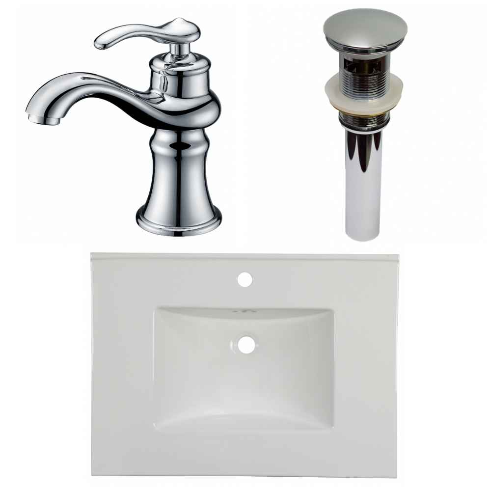 30.75-in. W 1 Hole Ceramic Top Set In White Color - Overflow Drain Incl.