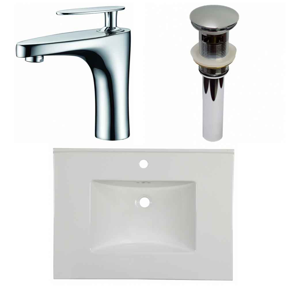 30.75-in. W 1 Hole Ceramic Top Set In White Color - Overflow Drain Incl.