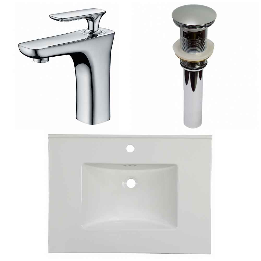 30.75-in. W 1 Hole Ceramic Top Set In White Color - Overflow Drain Incl.
