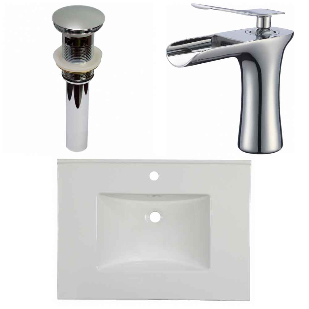 30.75-in. W 1 Hole Ceramic Top Set In White Color - Overflow Drain Incl.