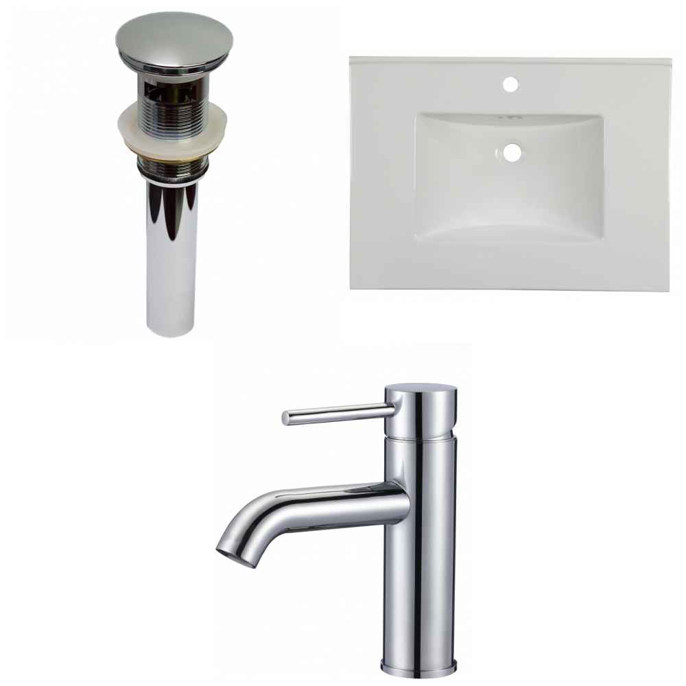 30.75-in. W 1 Hole Ceramic Top Set In White Color - Overflow Drain Incl.