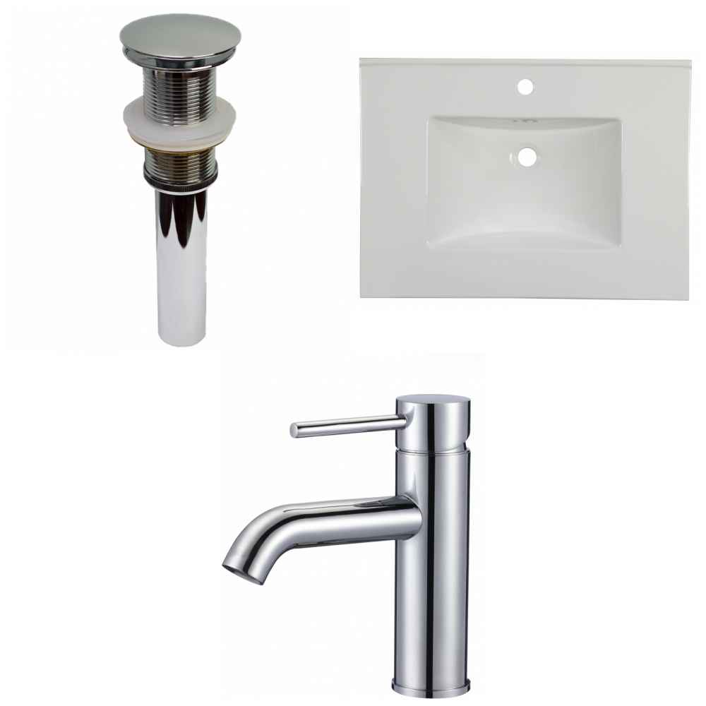 30.75-in. W 1 Hole Ceramic Top Set In White Color - Drain Incl.