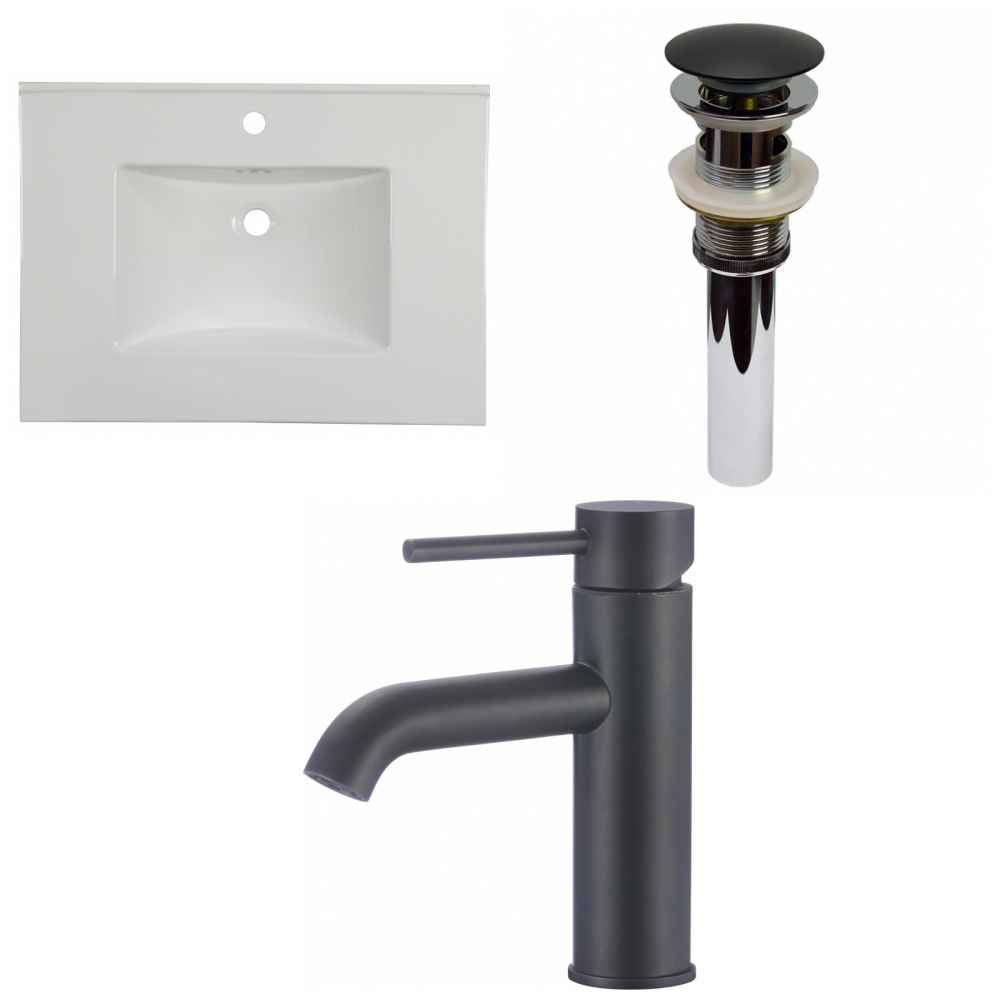 30.75-in. W 1 Hole Ceramic Top Set In White Color - Overflow Drain Incl.