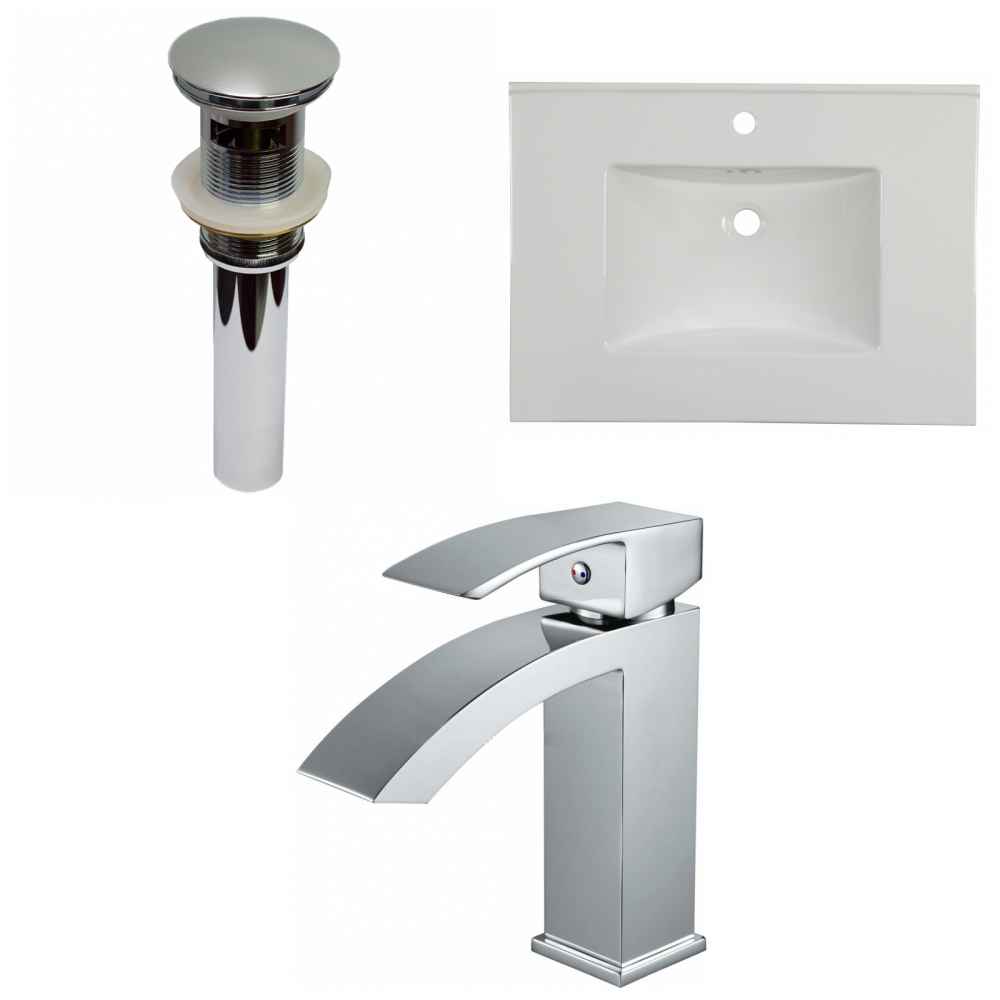 30.75-in. W 1 Hole Ceramic Top Set In White Color - Overflow Drain Incl.