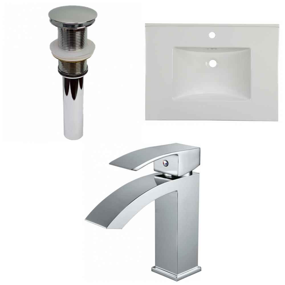 30.75-in. W 1 Hole Ceramic Top Set In White Color - Drain Incl.