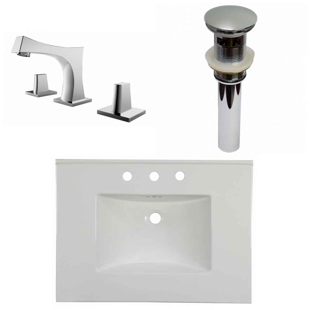 30.75-in. W 3H8-in. Ceramic Top Set In White Color - Overflow Drain Incl.