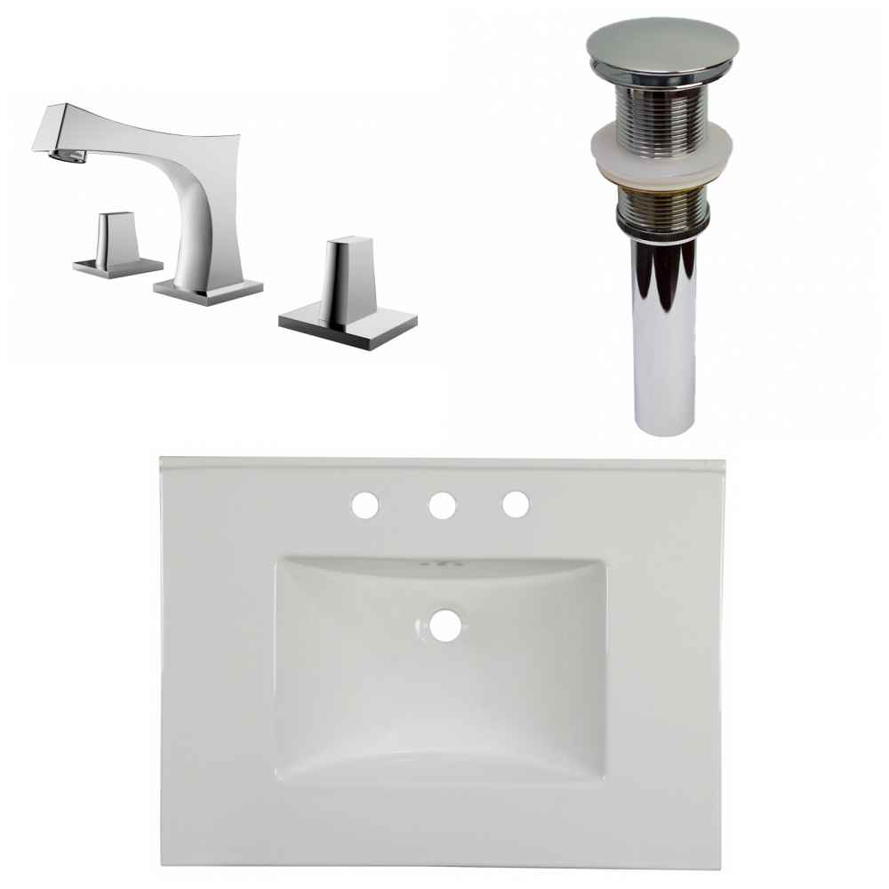 30.75-in. W 3H8-in. Ceramic Top Set In White Color - Drain Incl.