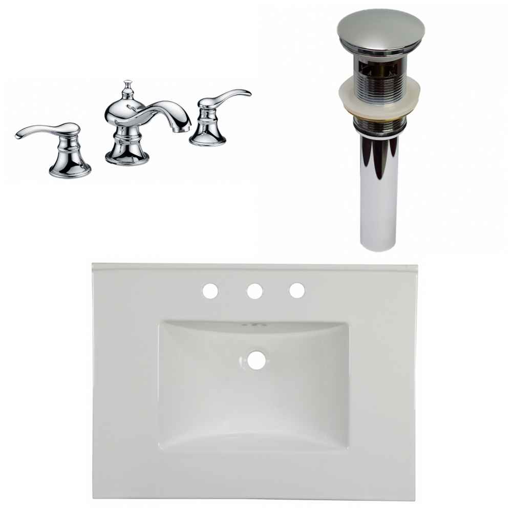 30.75-in. W 3H8-in. Ceramic Top Set In White Color - Overflow Drain Incl.