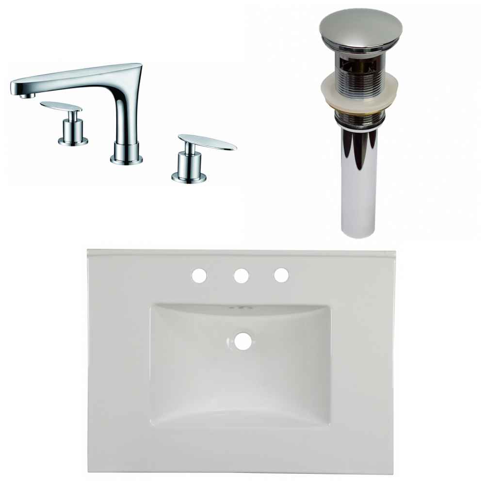 30.75-in. W 3H8-in. Ceramic Top Set In White Color - Overflow Drain Incl.