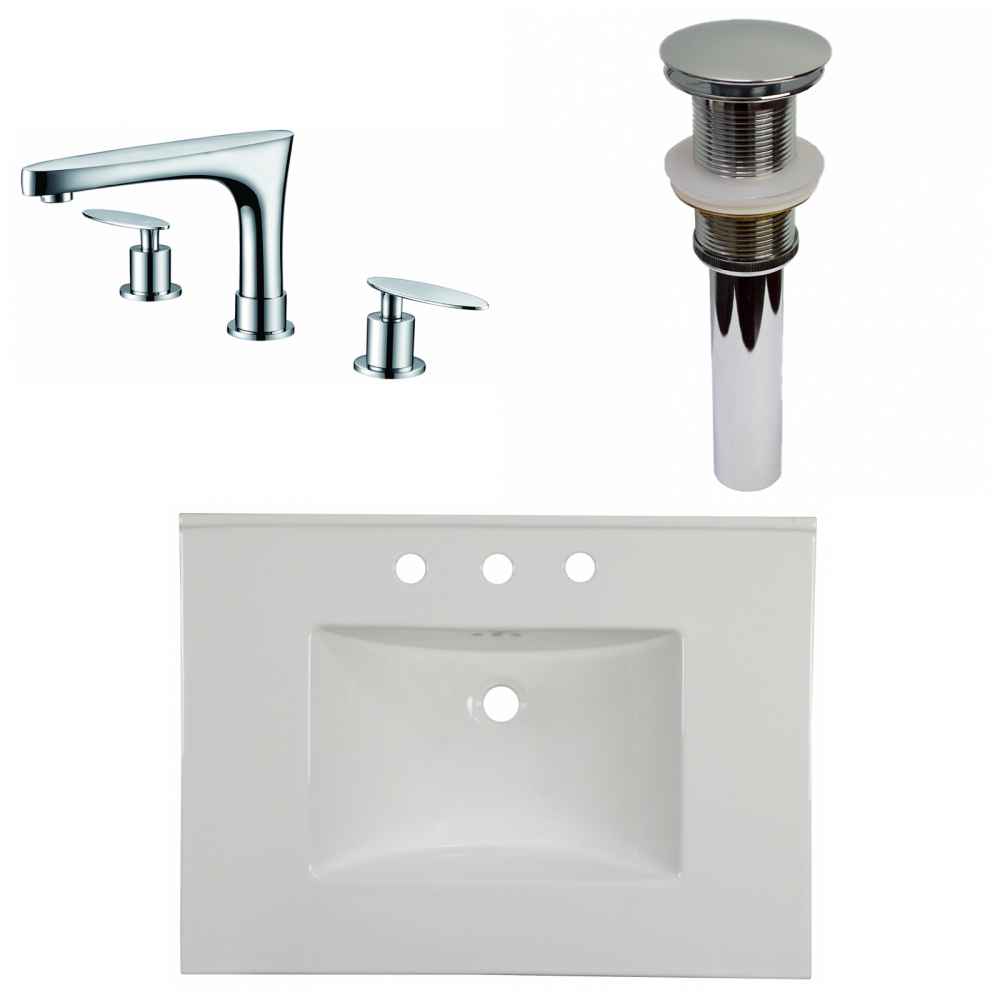 30.75-in. W 3H8-in. Ceramic Top Set In White Color - Drain Incl.