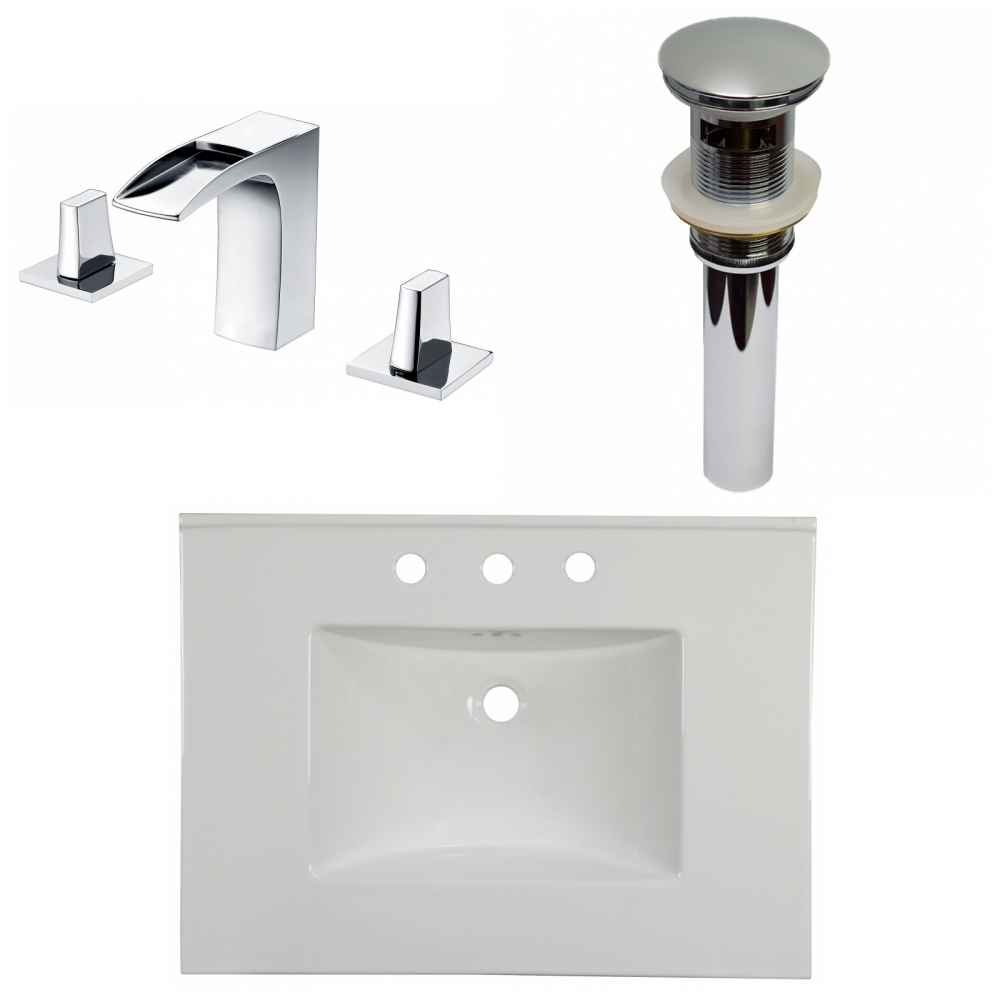 30.75-in. W 3H8-in. Ceramic Top Set In White Color - Overflow Drain Incl.