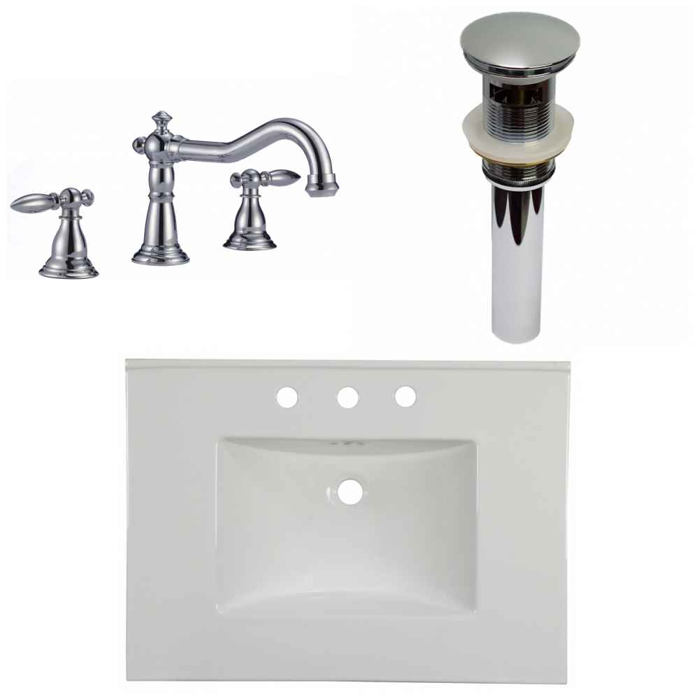 30.75-in. W 3H8-in. Ceramic Top Set In White Color - Overflow Drain Incl.