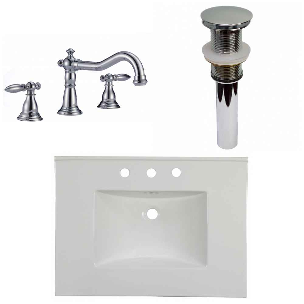 30.75-in. W 3H8-in. Ceramic Top Set In White Color - Drain Incl.