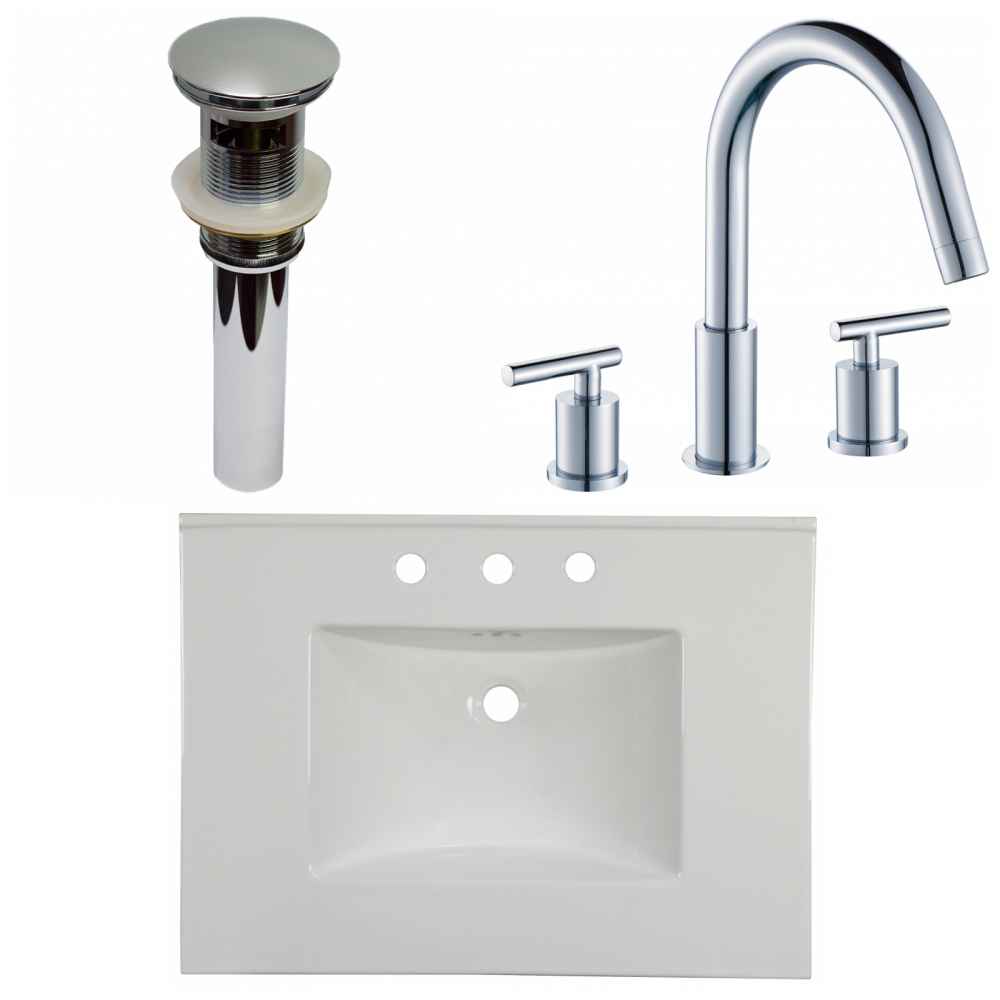 30.75-in. W 3H8-in. Ceramic Top Set In White Color - Overflow Drain Incl.