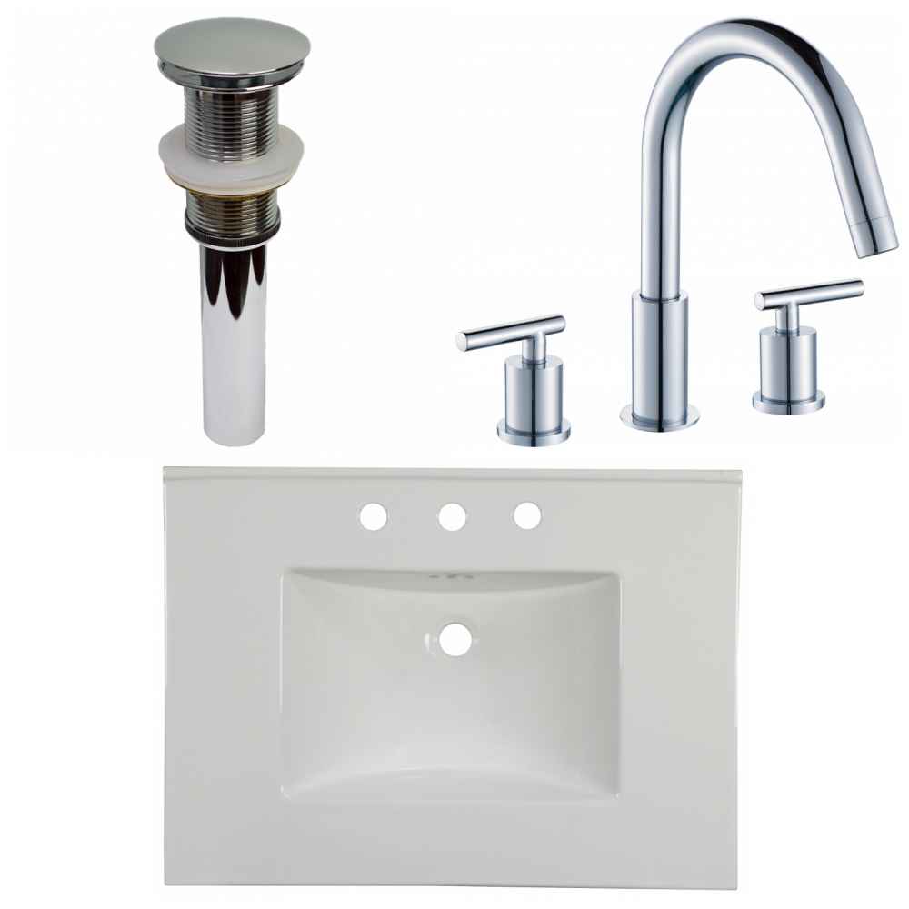 30.75-in. W 3H8-in. Ceramic Top Set In White Color - Drain Incl.
