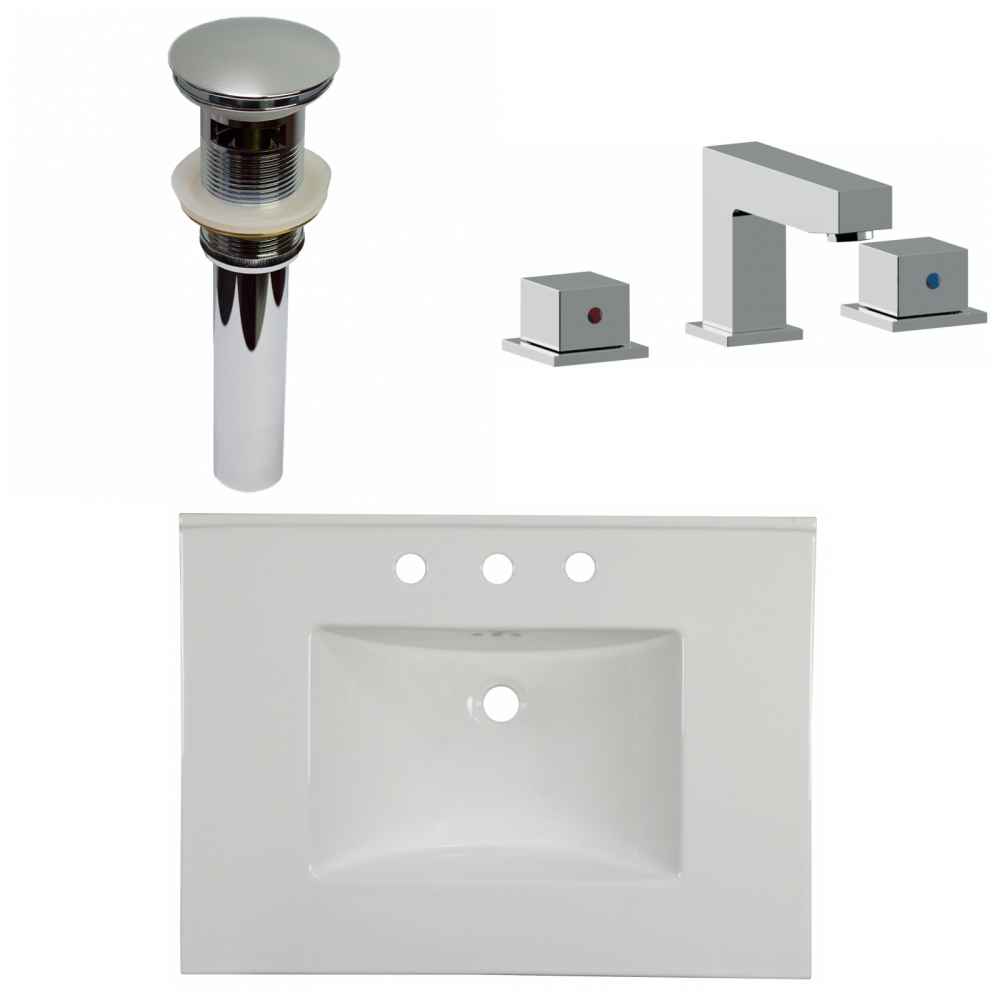 30.75-in. W 3H8-in. Ceramic Top Set In White Color - Overflow Drain Incl.