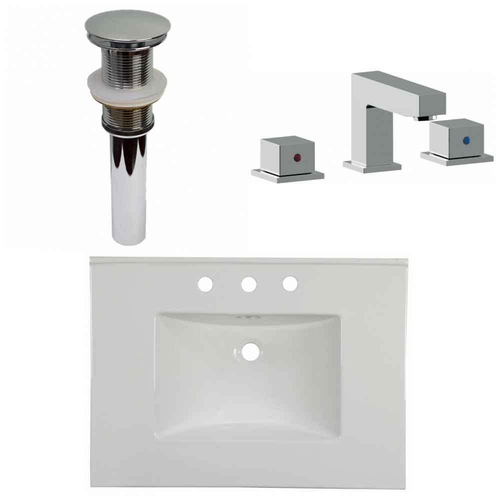 30.75-in. W 3H8-in. Ceramic Top Set In White Color - Drain Incl.