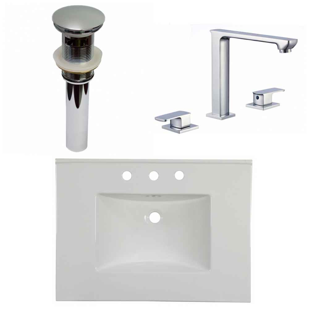 30.75-in. W 3H8-in. Ceramic Top Set In White Color - Overflow Drain Incl.