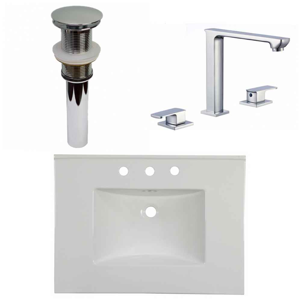 30.75-in. W 3H8-in. Ceramic Top Set In White Color - Drain Incl.