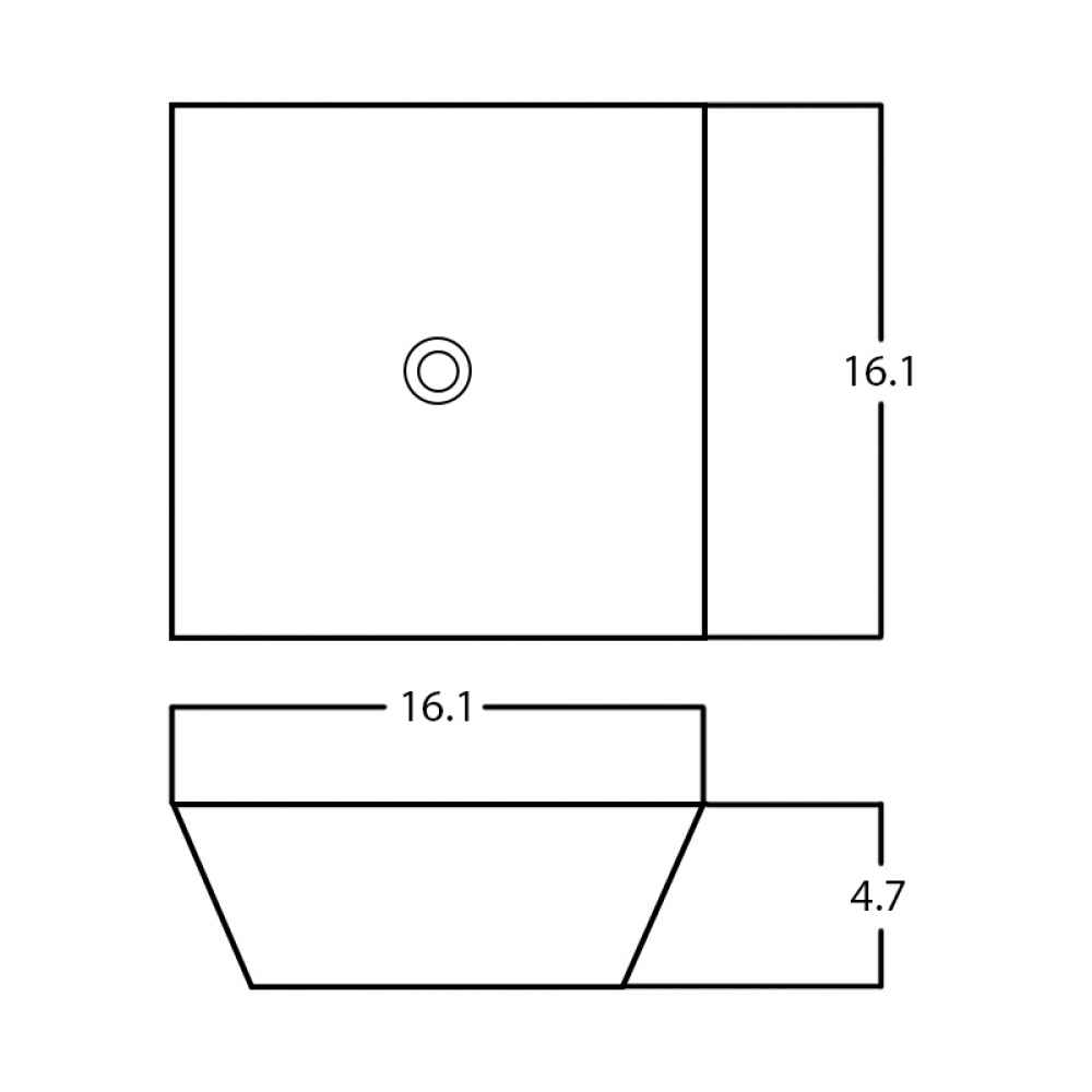 16.1-in. x 16.1-in. Square Bathroom Vessel Sink Set Black Enamel Glaze