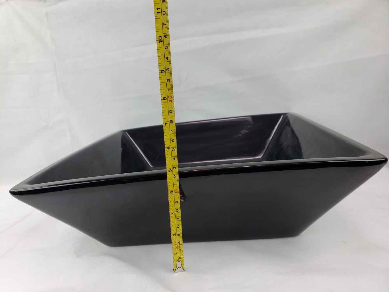 16.1-in. x 16.1-in. Square Bathroom Vessel Sink Set Black Enamel Glaze