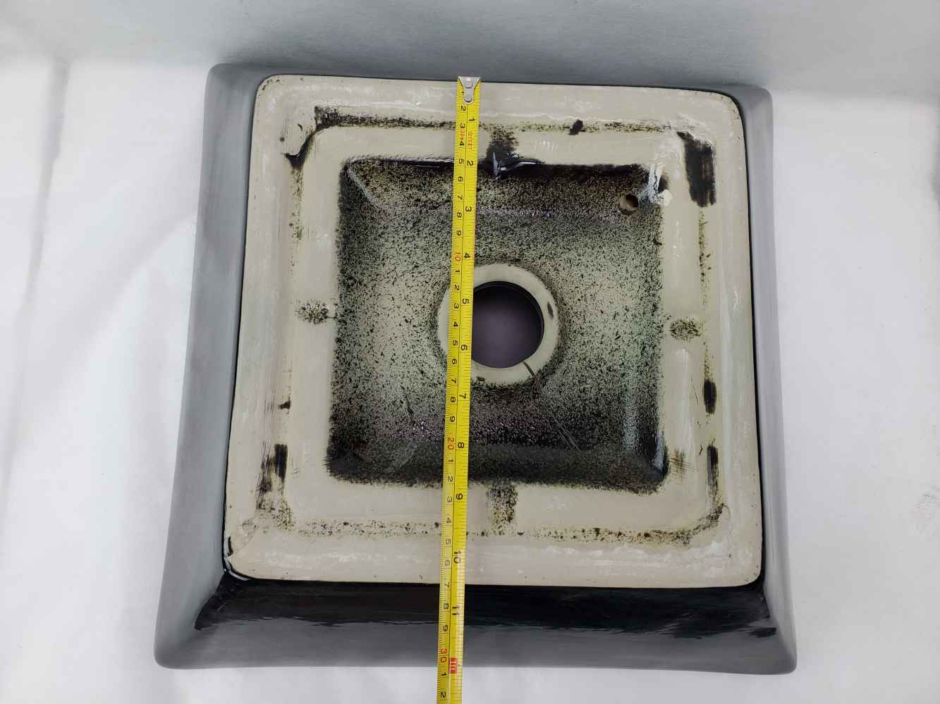 16.1-in. x 16.1-in. Square Bathroom Vessel Sink Set Black Enamel Glaze
