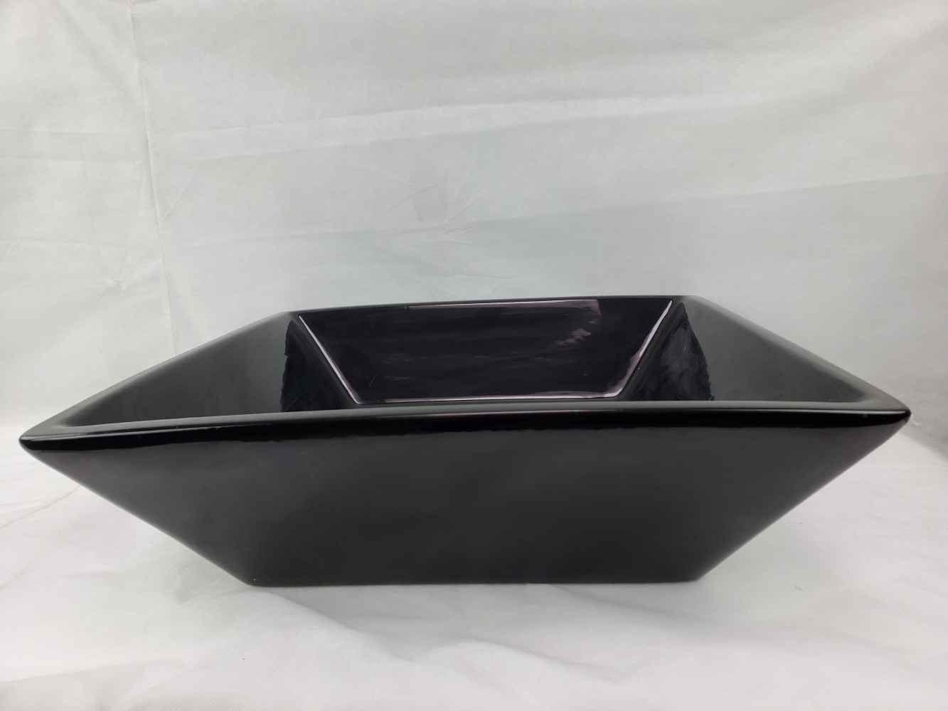 16.1-in. x 16.1-in. Square Bathroom Vessel Sink Set Black Enamel Glaze