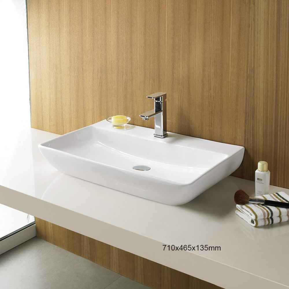 28-in. x 18.3-in. Rectangle Bathroom Vessel Sink Set White Enamel Glaze