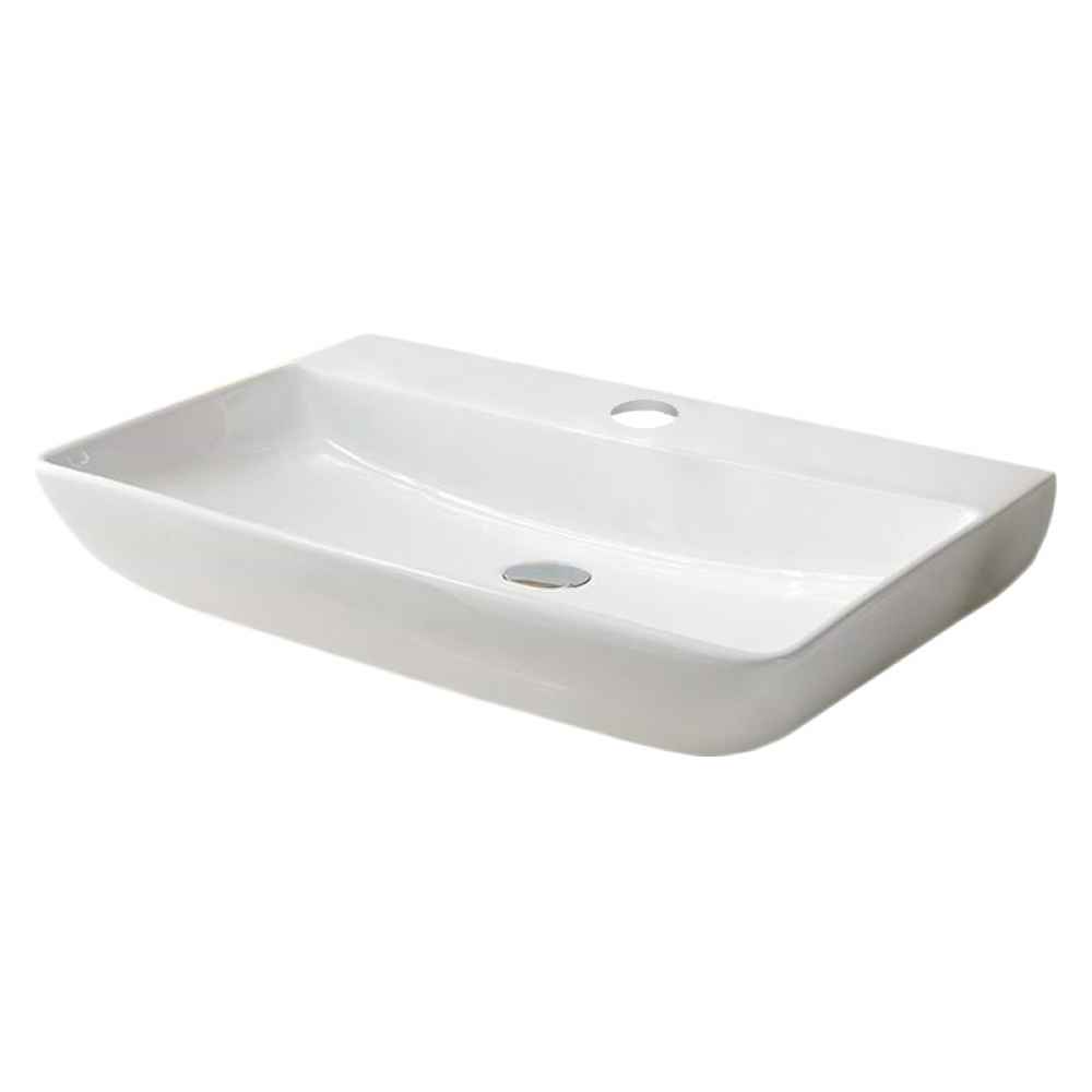 28-in. x 18.3-in. Rectangle Bathroom Vessel Sink Set White Enamel Glaze