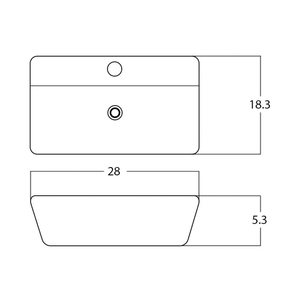 28-in. x 18.3-in. Rectangle Bathroom Vessel Sink Set White Enamel Glaze