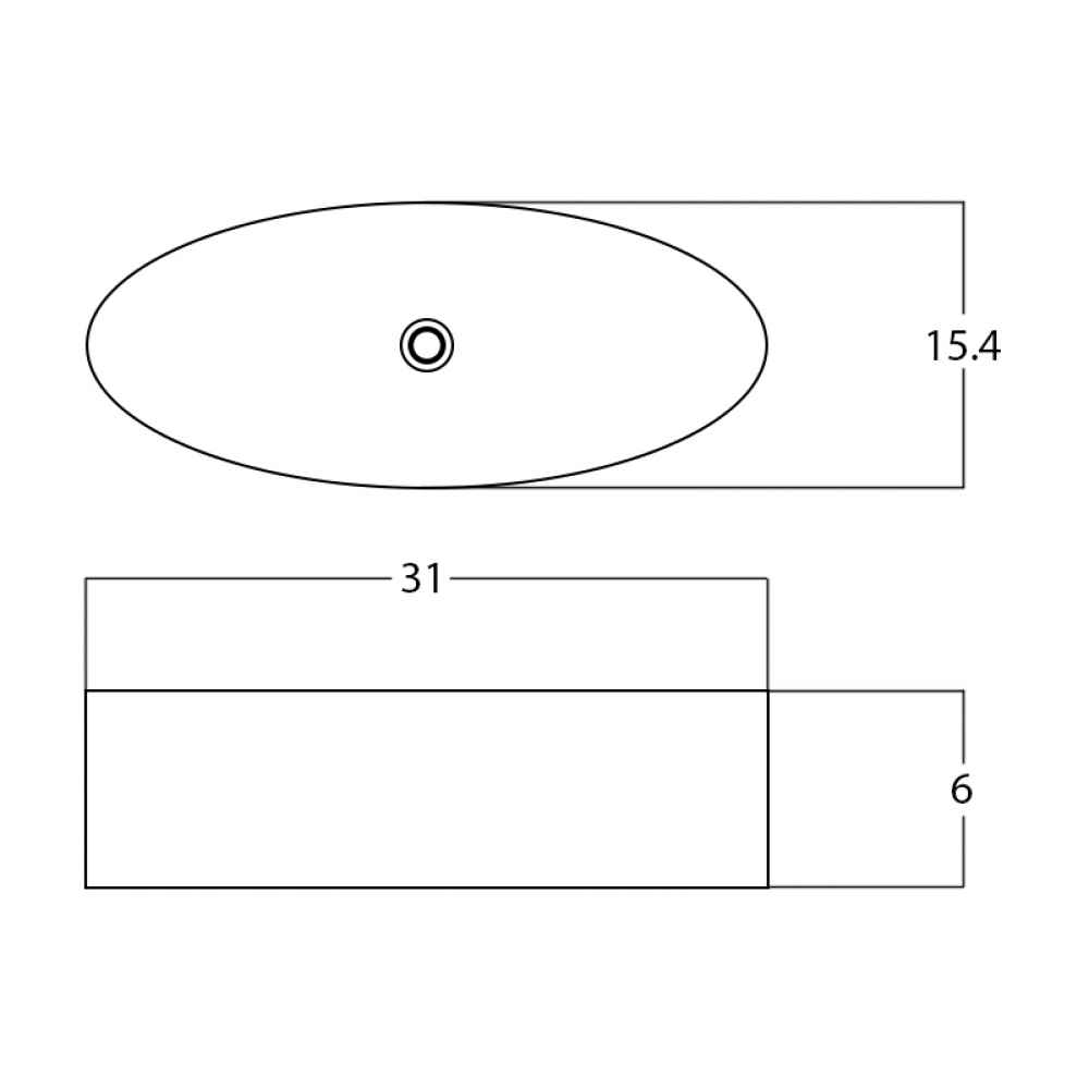 31-in. x 15.4-in. Oval Bathroom Vessel Sink Set White Enamel Glaze