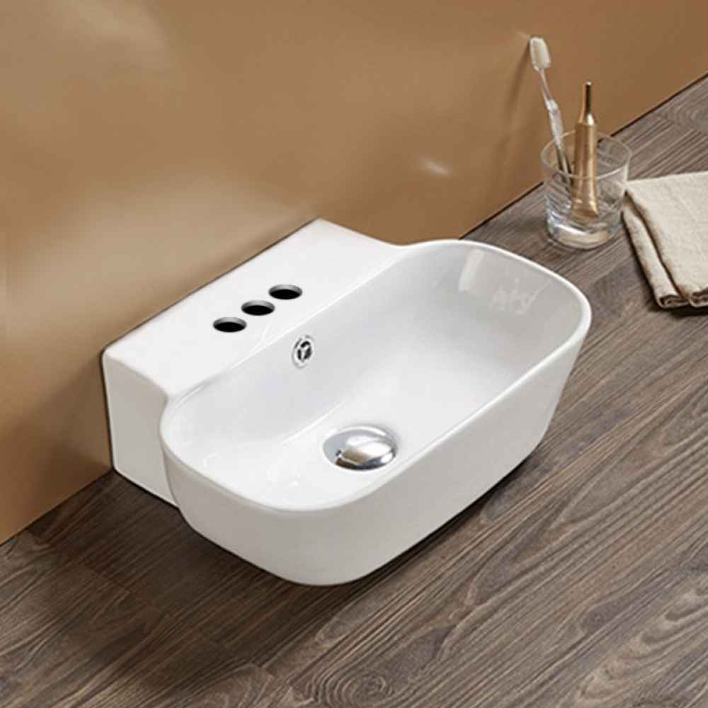 16.34-in. x 12.2-in. Rectangle Bathroom Vessel Sink Set White Enamel Glaze