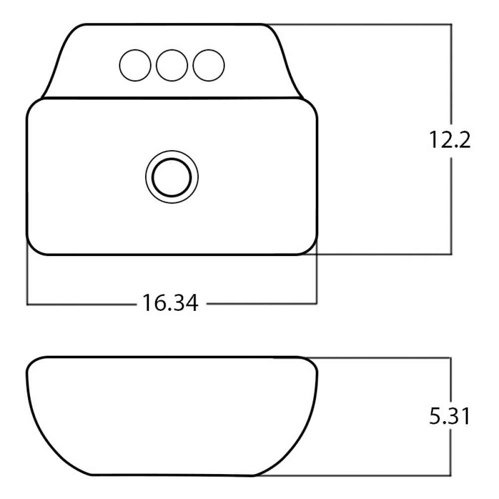 16.34-in. x 12.2-in. Rectangle Bathroom Vessel Sink Set White Enamel Glaze
