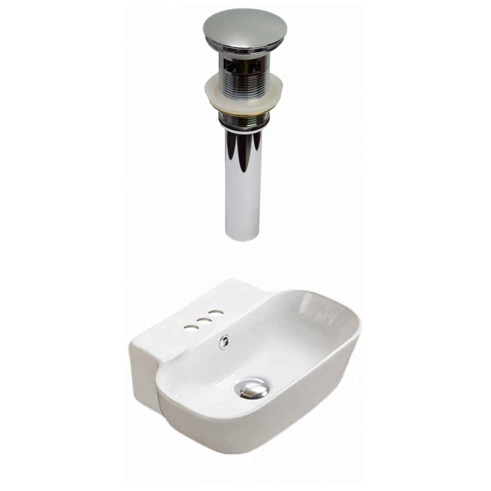 16.34-in. x 12.2-in. Rectangle Bathroom Vessel Sink Set White Enamel Glaze