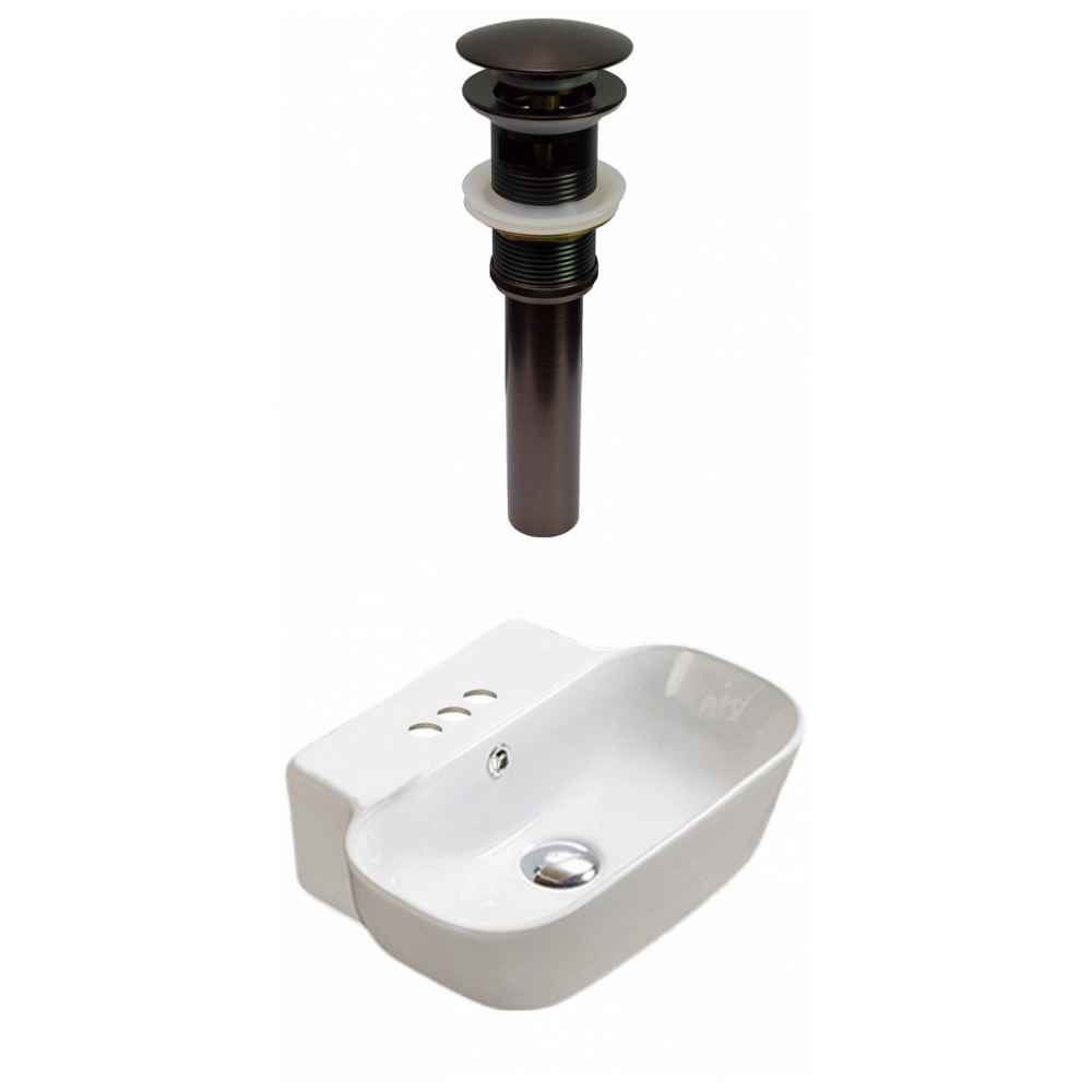 16.34-in. x 12.2-in. Rectangle Bathroom Vessel Sink Set White Enamel Glaze