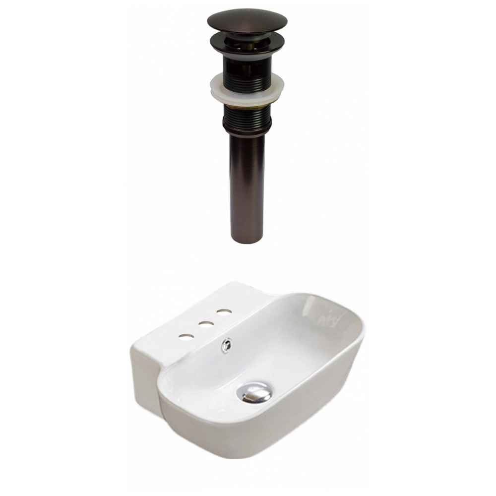 16.34-in. x 12.2-in. Rectangle Bathroom Vessel Sink Set White Enamel Glaze