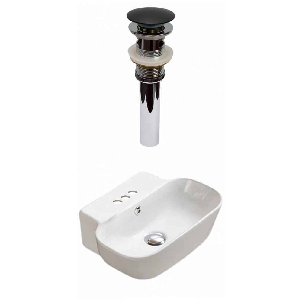 16.34-in. x 12.2-in. Rectangle Bathroom Vessel Sink Set White Enamel Glaze
