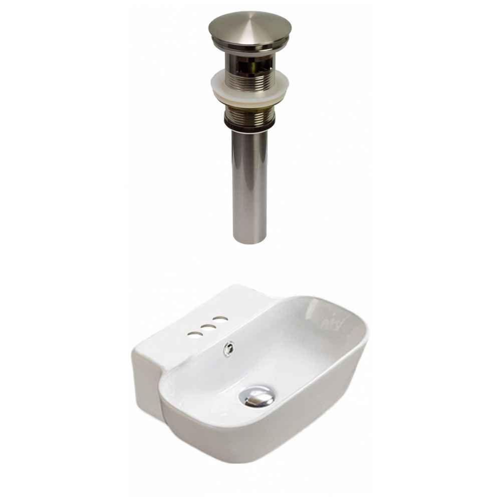 16.34-in. x 12.2-in. Rectangle Bathroom Vessel Sink Set White Enamel Glaze